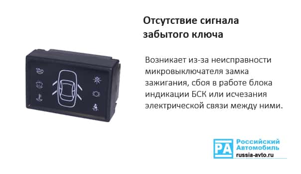 Нет сигнала о забытом ключе зажигания на ВАЗ-2110